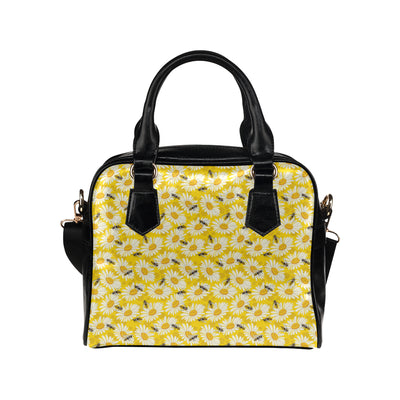 Bee Daisy Pattern Print Design 06 Shoulder Handbag