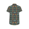 Camping Tent Pattern Print Design 03 Men's Short Sleeve Button Up Shirt