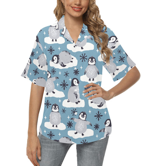 Penguin Pattern Print Design A05 Women's Hawaiian Shirt