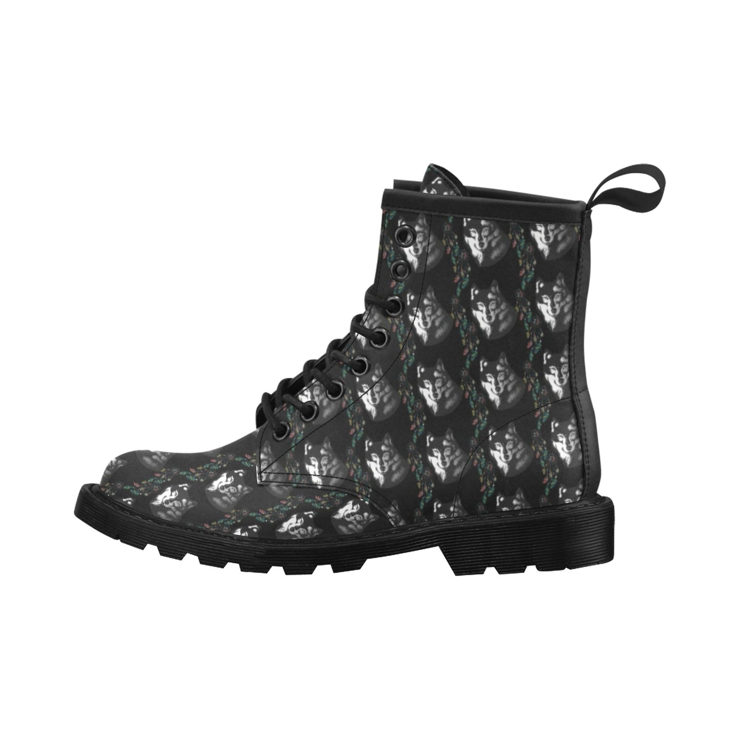 Wolf Black Dream Catcher Design Print Women's Boots