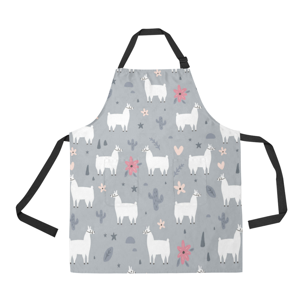 Llama Pattern Print Design 010 Apron with Pocket