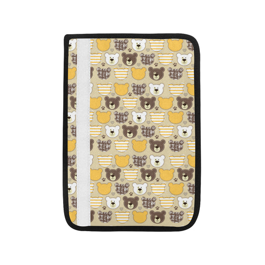 Bear PatchworkPattern Print Design 01 Car Seat Belt Cover