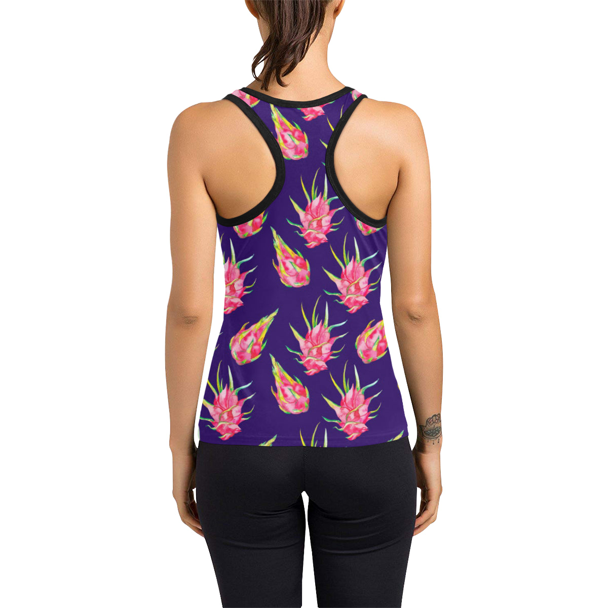 Dragonfruit Pattern Print Design DF02 Women's Racerback Tank Top