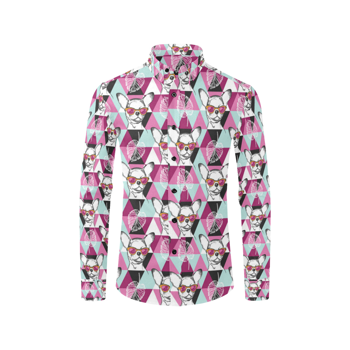 Chihuahua Cute Triangle Pattern Men's Long Sleeve Shirt