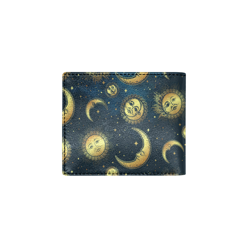 Gold Sun Moon Face Men's ID Card Wallet