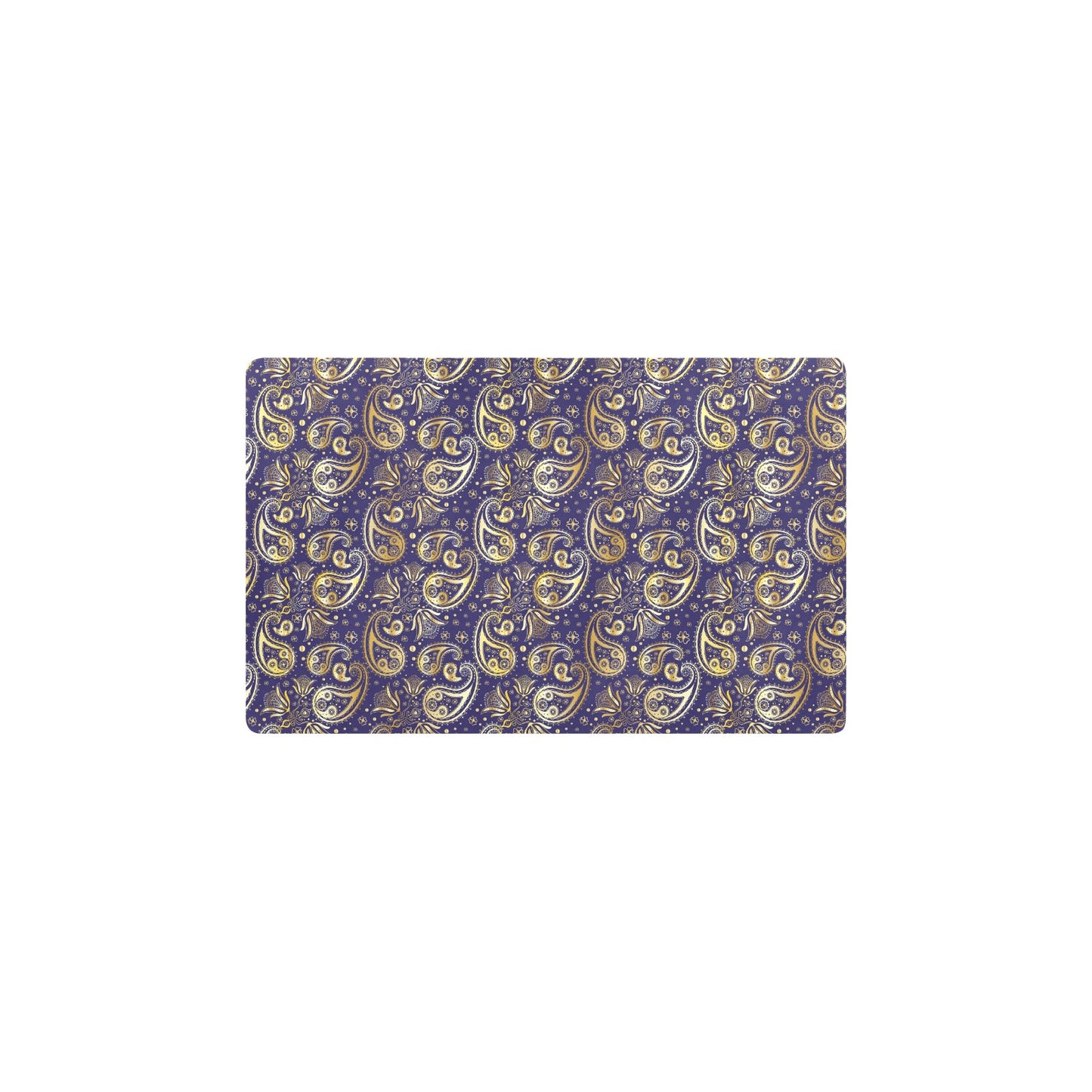 Paisley Blue Yellow Design Print Kitchen Mat