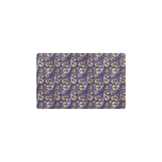 Paisley Blue Yellow Design Print Kitchen Mat