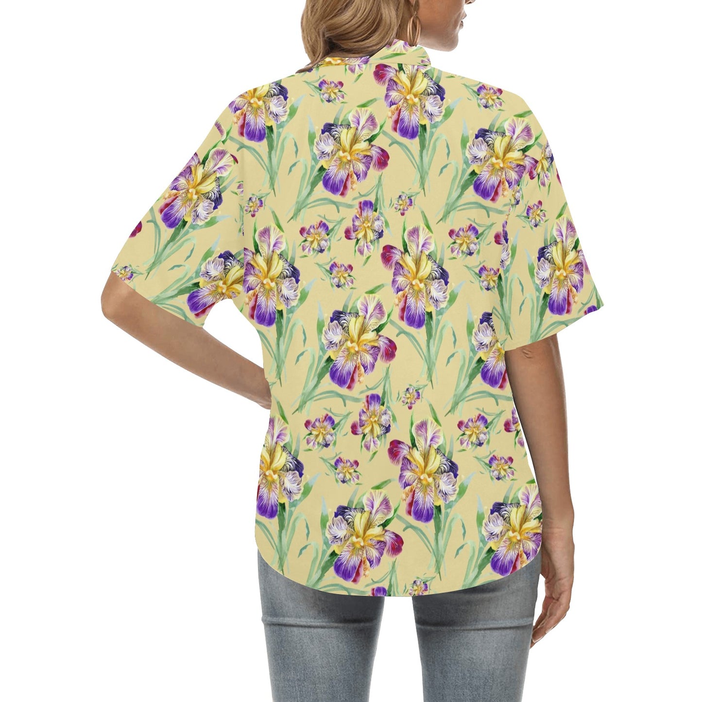 Iris Pattern Print Design IR06 Women's Hawaiian Shirt
