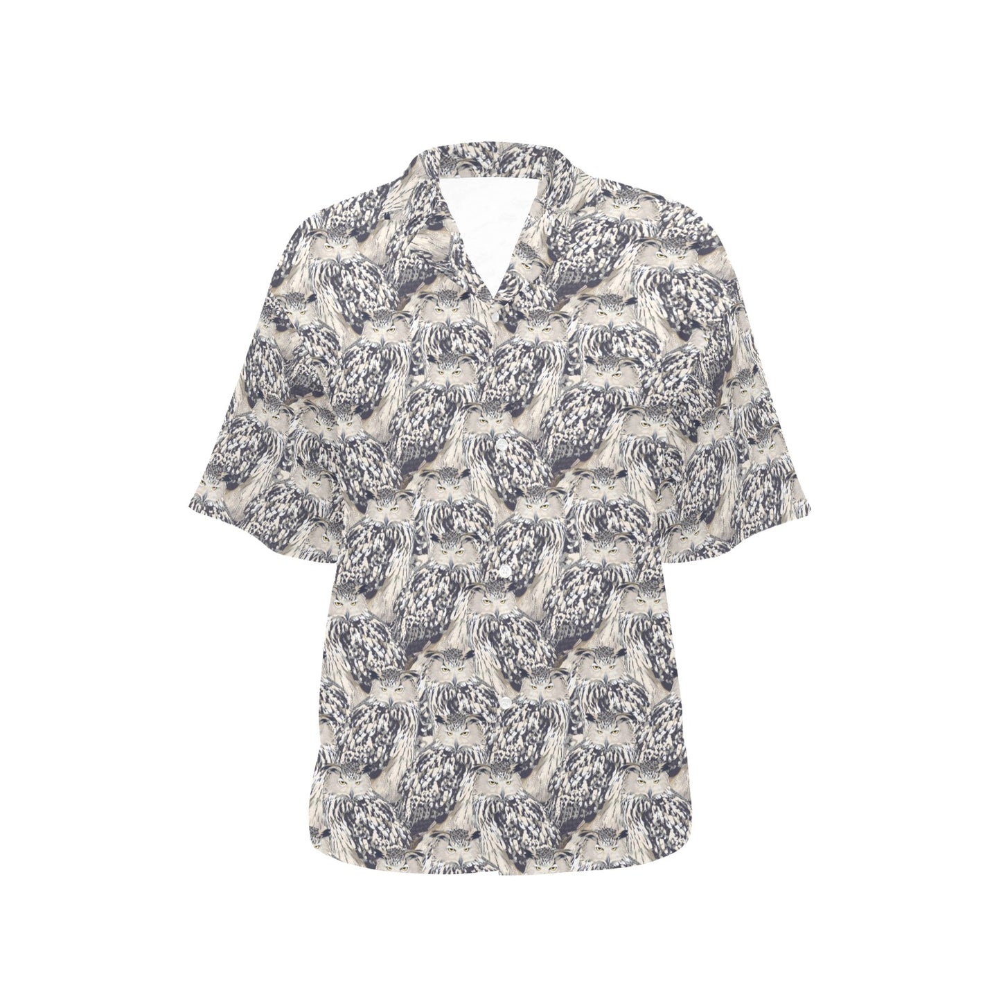 Owl Realistic Themed Design Print Women's Hawaiian Shirt