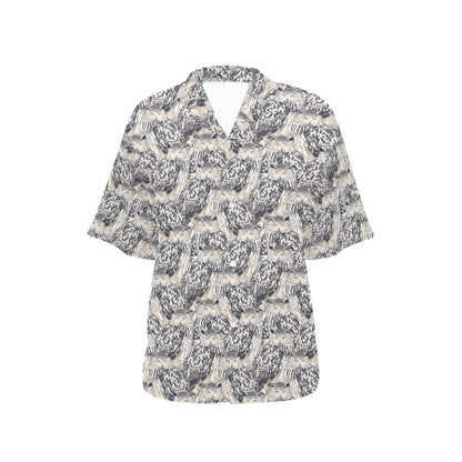 Owl Realistic Themed Design Print Women's Hawaiian Shirt