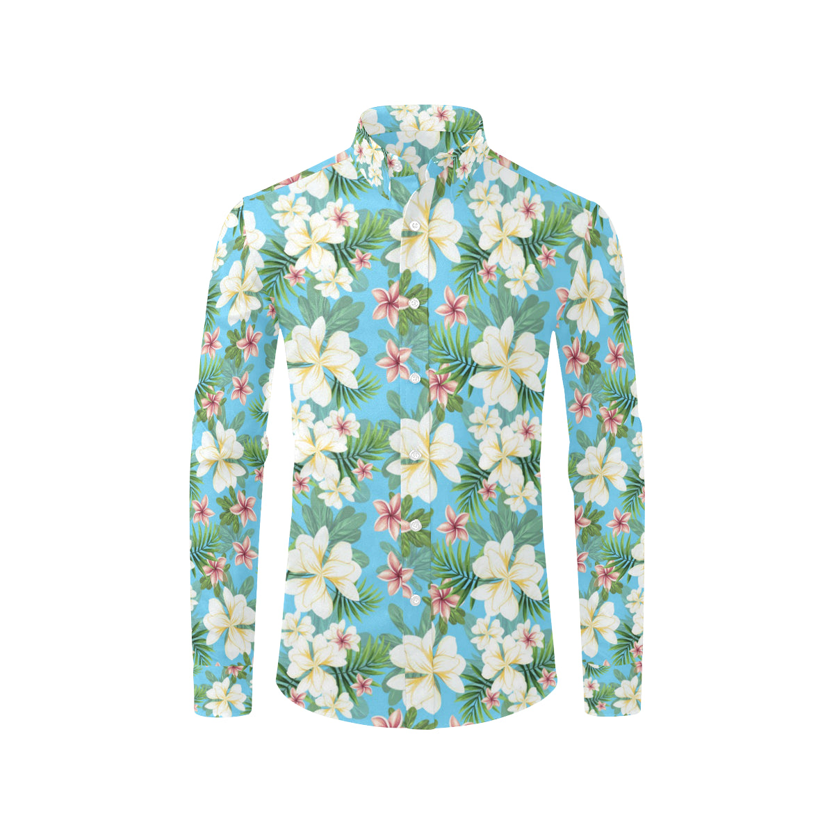 Plumeria Pattern Print Design PM028 Men's Long Sleeve Shirt