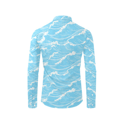 Ocean Wave Pattern Print Design A01 Men's Long Sleeve Shirt