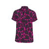 Giraffe Pink Background Texture Print Men's Short Sleeve Button Up Shirt