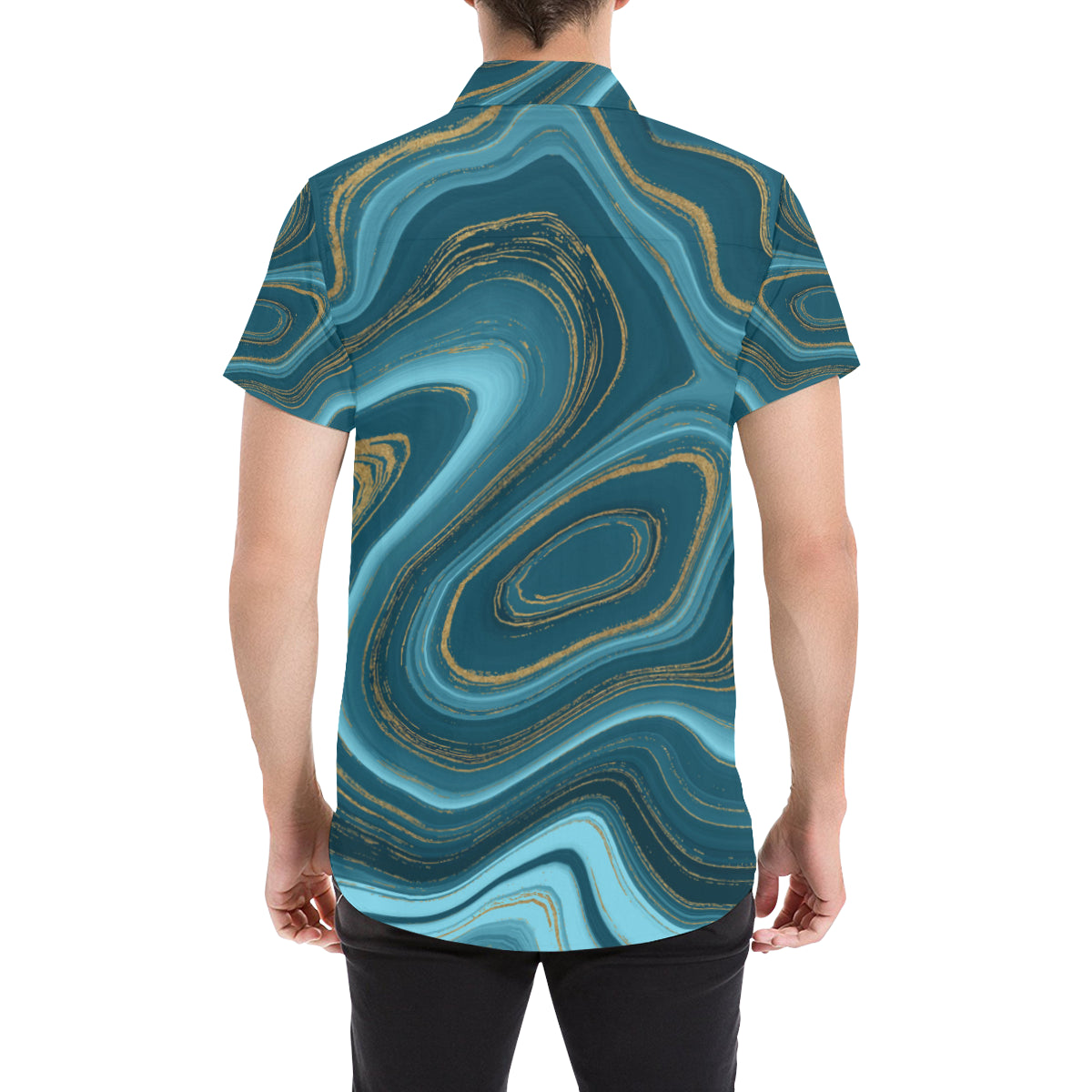 Liquid Pattern Print Design 04 Men's Short Sleeve Button Up Shirt
