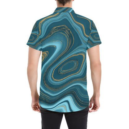 Liquid Pattern Print Design 04 Men's Short Sleeve Button Up Shirt