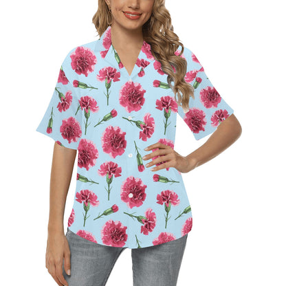 Carnations Pattern Print Design CN01 Women's Hawaiian Shirt