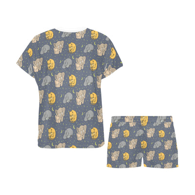 Safari Elephant Lion Print Design LKS303 Women's Short Pajama Set