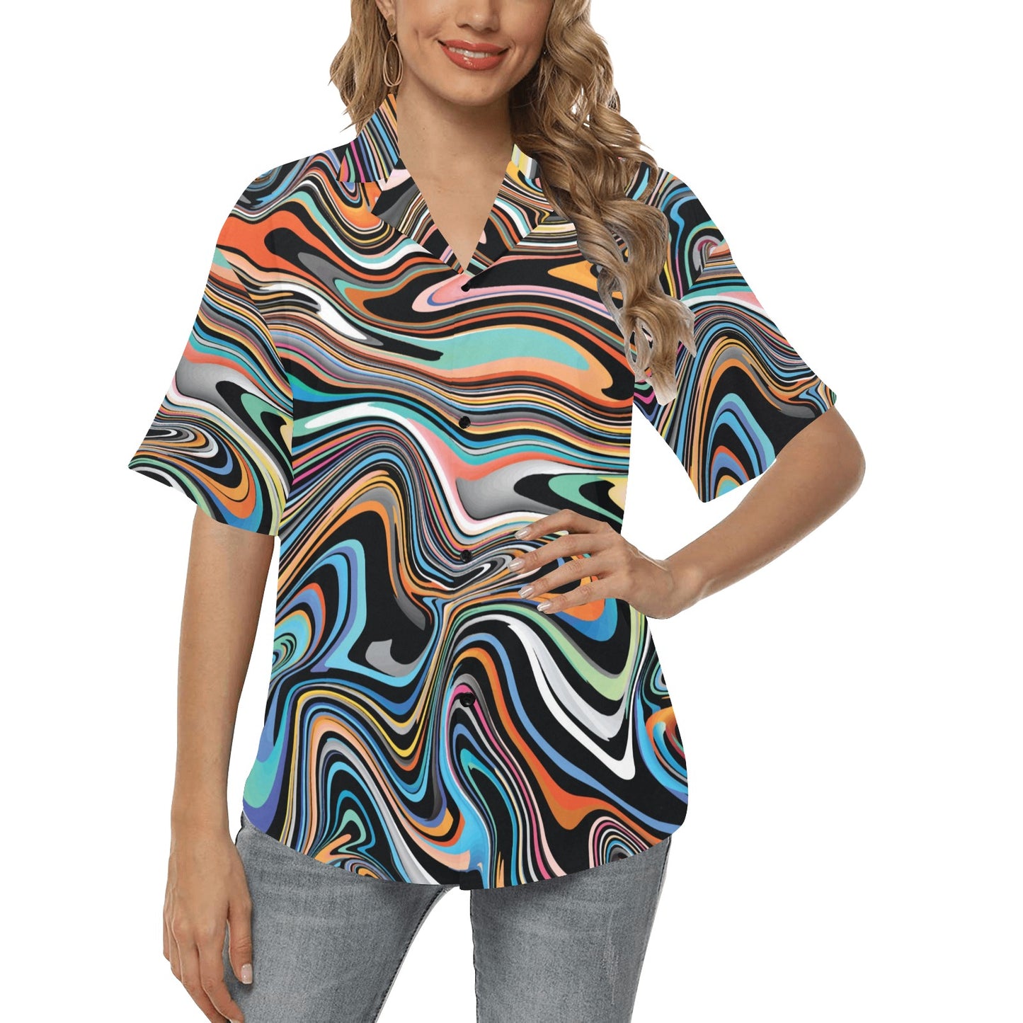 Liquid Pattern Print Design 02 Women's Hawaiian Shirt