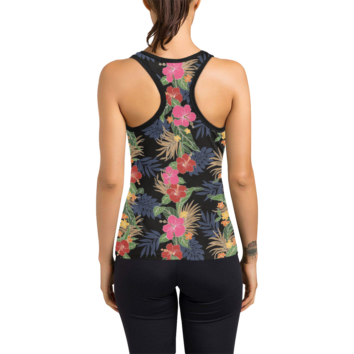 Hawaiian Themed Pattern Print Design H011 Women's Racerback Tank Top