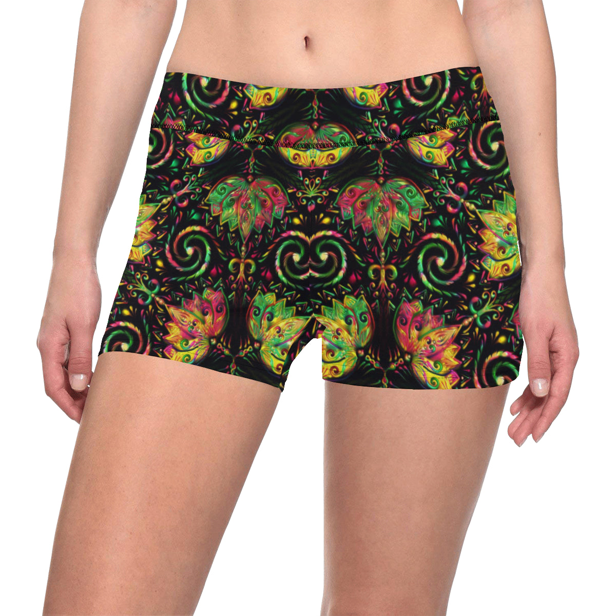 lotus Boho Pattern Print Design LO09 Yoga Shorts