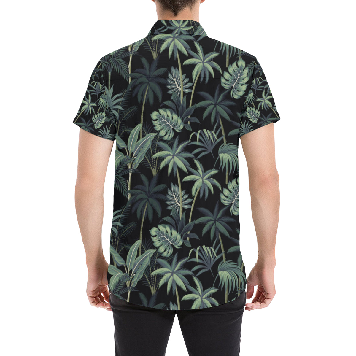 Rainforest Pattern Print Design RF02 Men's Short Sleeve Button Up Shirt