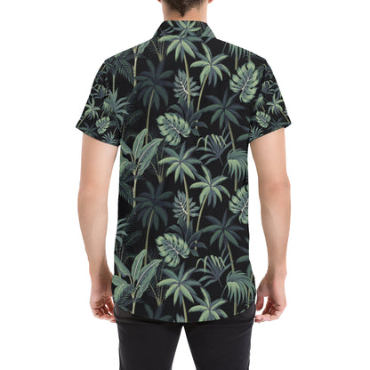 Rainforest Pattern Print Design RF02 Men's Short Sleeve Button Up Shirt
