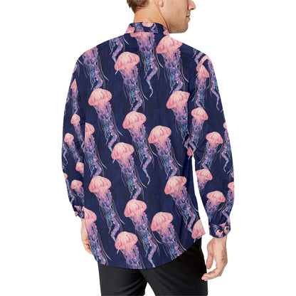 Jellyfish Pattern Print Design 03 Men's Long Sleeve Shirt