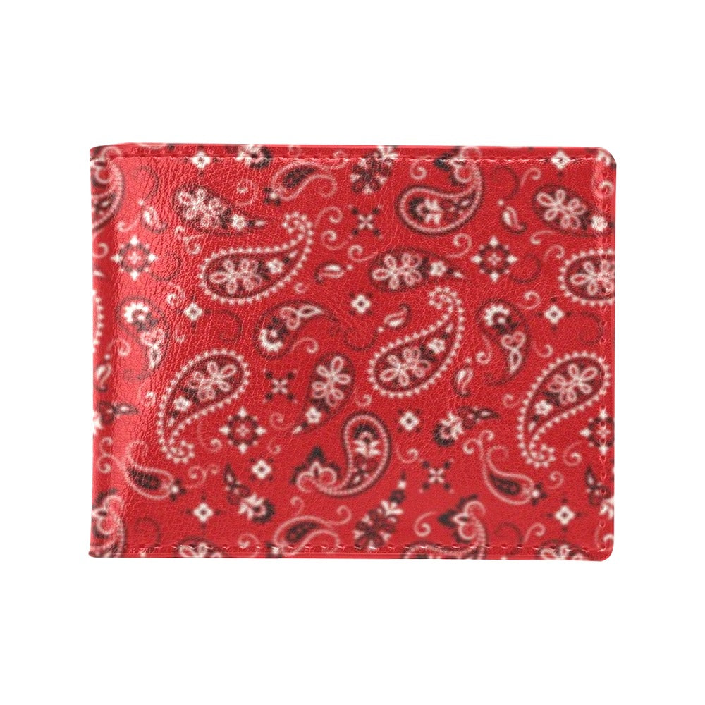 Bandana Paisley Red Print Design LKS3011 Men's ID Card Wallet