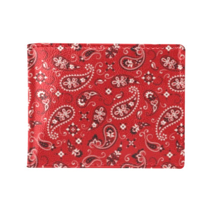 Bandana Paisley Red Print Design LKS3011 Men's ID Card Wallet