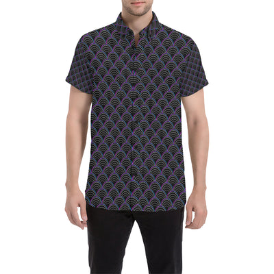 Mermaid Pattern Print Design 09 Men's Short Sleeve Button Up Shirt