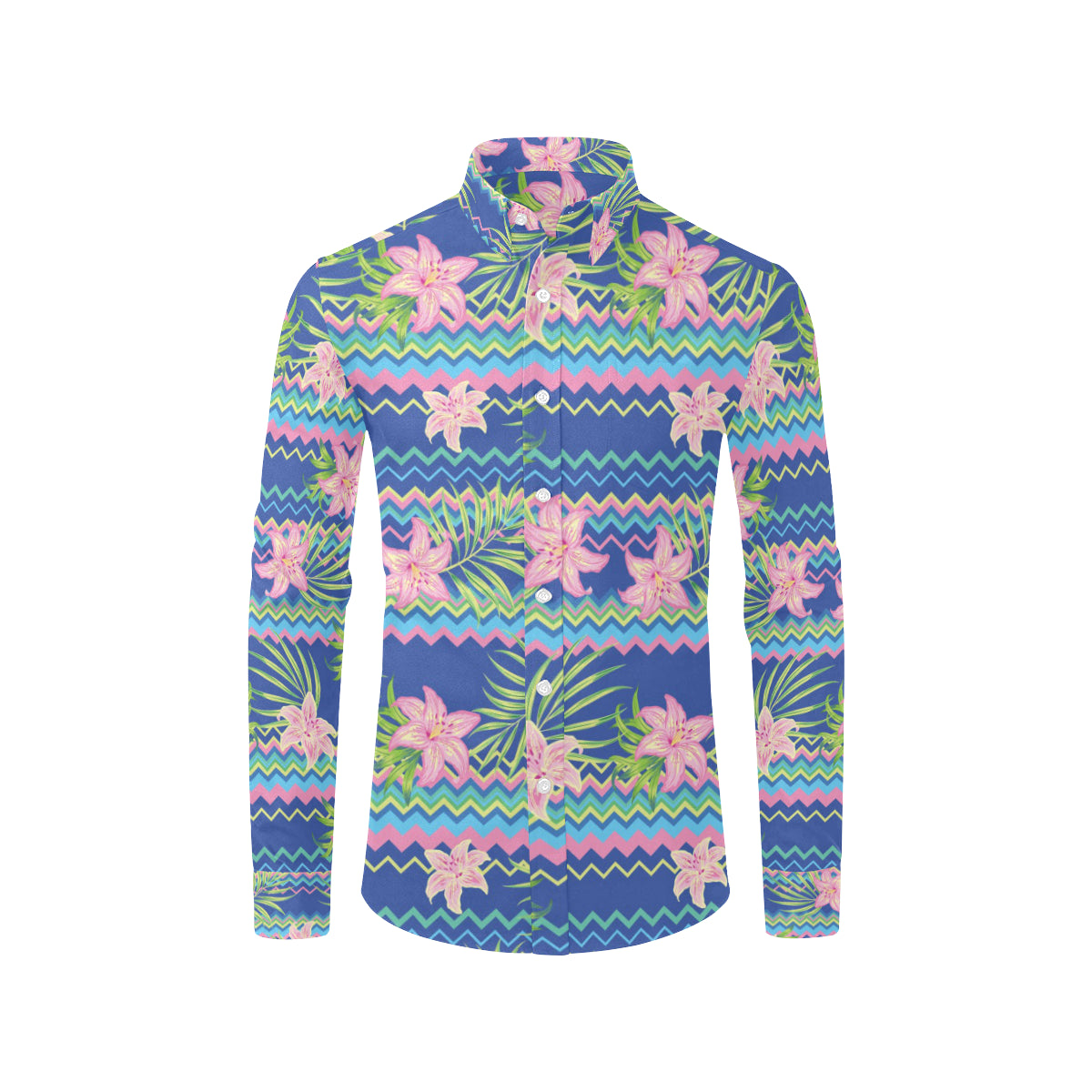 Lily Pattern Print Design LY015 Men's Long Sleeve Shirt