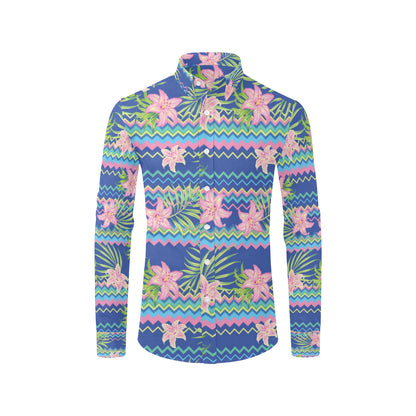 Lily Pattern Print Design LY015 Men's Long Sleeve Shirt