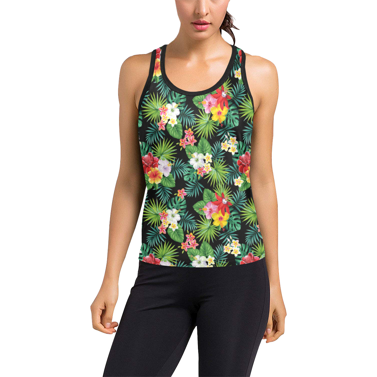 Hibiscus Hawaiian flower tropical Women's Racerback Tank Top