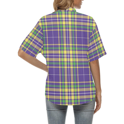 Mardi Gras Pattern Print Design 010 Women's Hawaiian Shirt