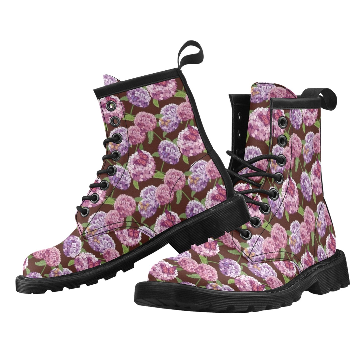 Hydrangea Pattern Print Design HD08 Women's Boots