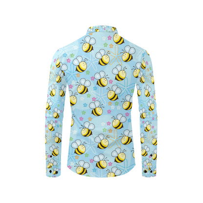 Bee Pattern Print Design BEE03 Men's Long Sleeve Shirt