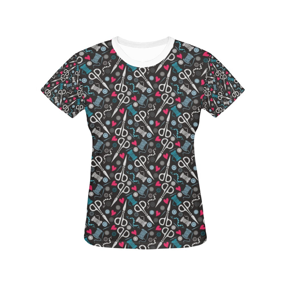 Sewing Equipment Print Design LKS305 Women's  T-shirt