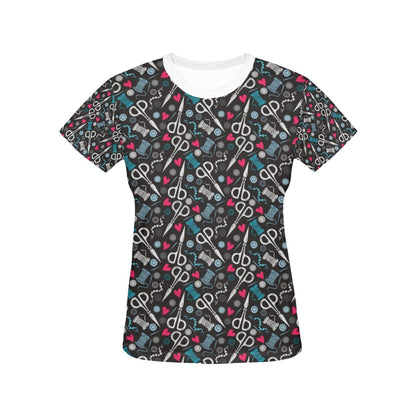 Sewing Equipment Print Design LKS305 Women's  T-shirt