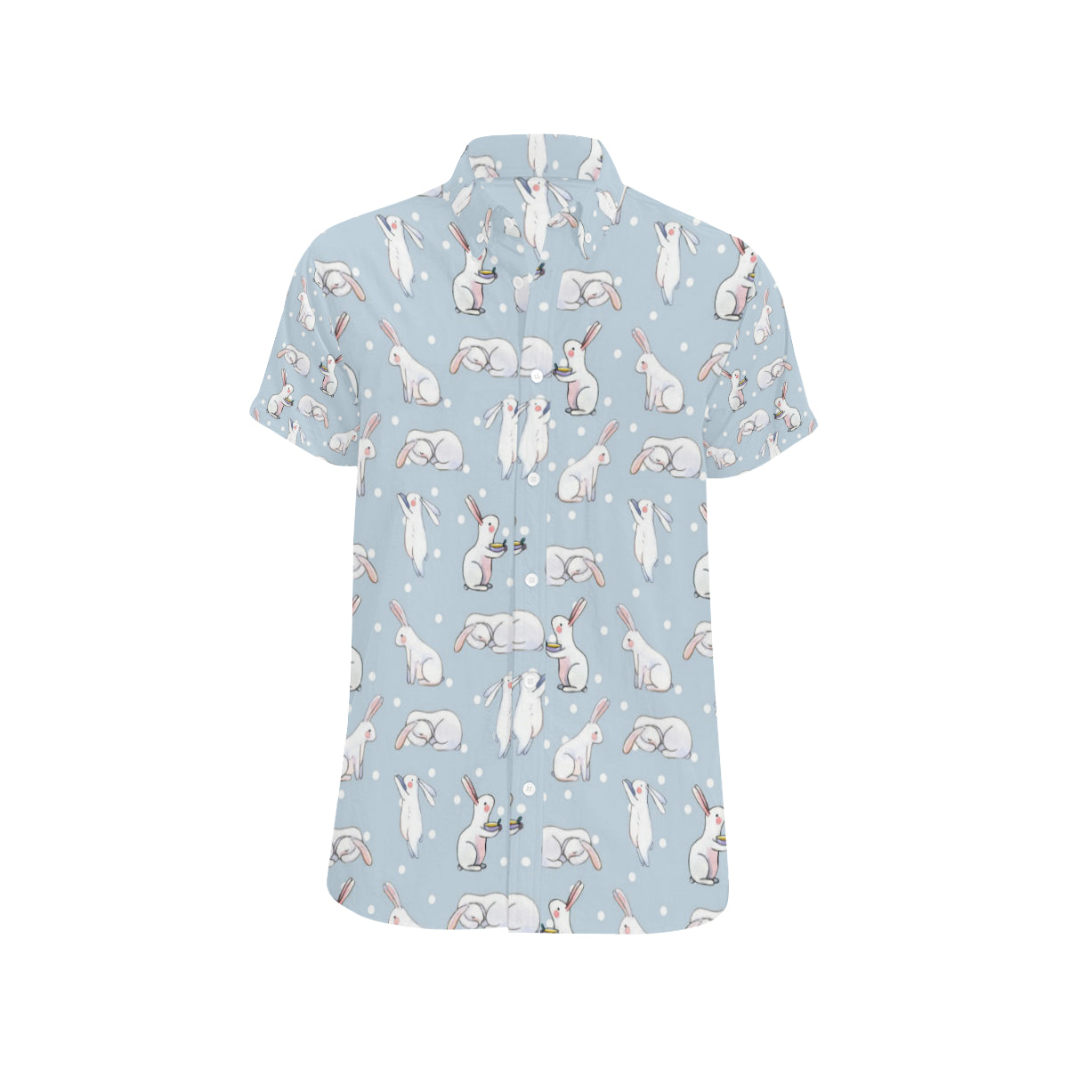 Rabbit Pattern Print Design RB06 Men's Short Sleeve Button Up Shirt