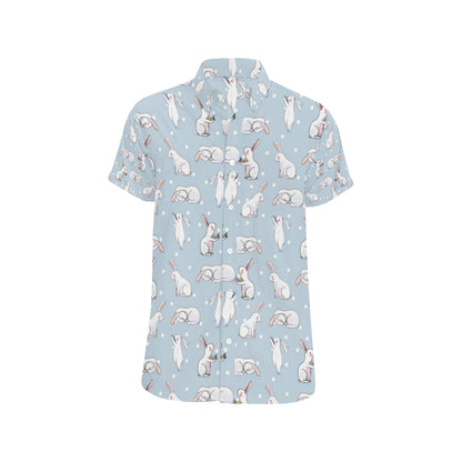 Rabbit Pattern Print Design RB06 Men's Short Sleeve Button Up Shirt
