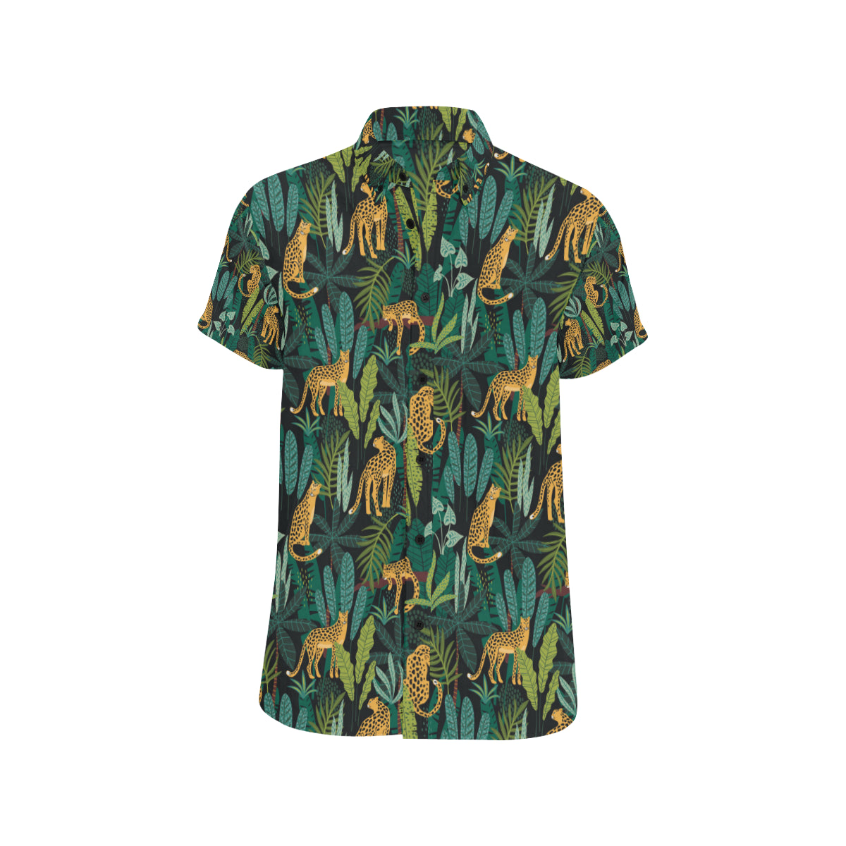 Jaguar Jungle Pattern Print Design 03 Men's Short Sleeve Button Up Shirt