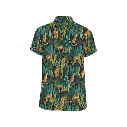 Jaguar Jungle Pattern Print Design 03 Men's Short Sleeve Button Up Shirt
