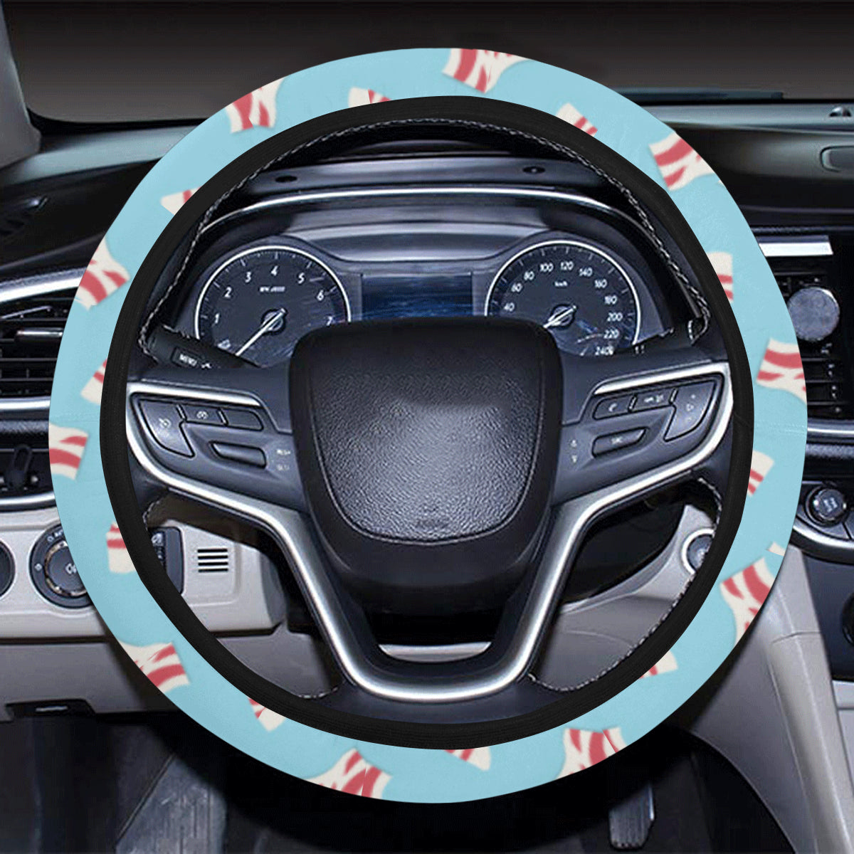 Bacon Pattern Print Design 03 Steering Wheel Cover with Elastic Edge