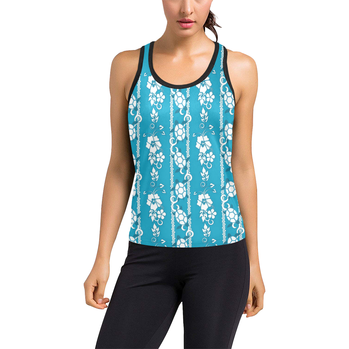 Hawaiian Themed Pattern Print Design H025 Women's Racerback Tank Top