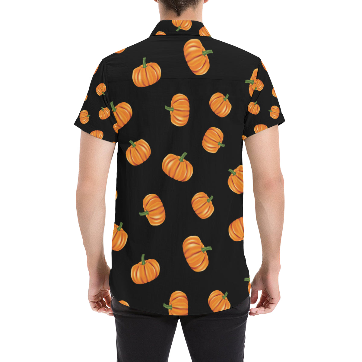 Pumpkin Pattern Print Design A05 Men's Short Sleeve Button Up Shirt