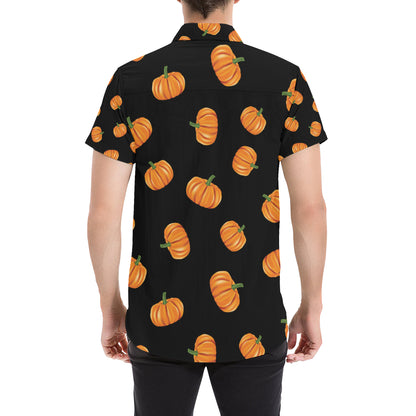 Pumpkin Pattern Print Design A05 Men's Short Sleeve Button Up Shirt