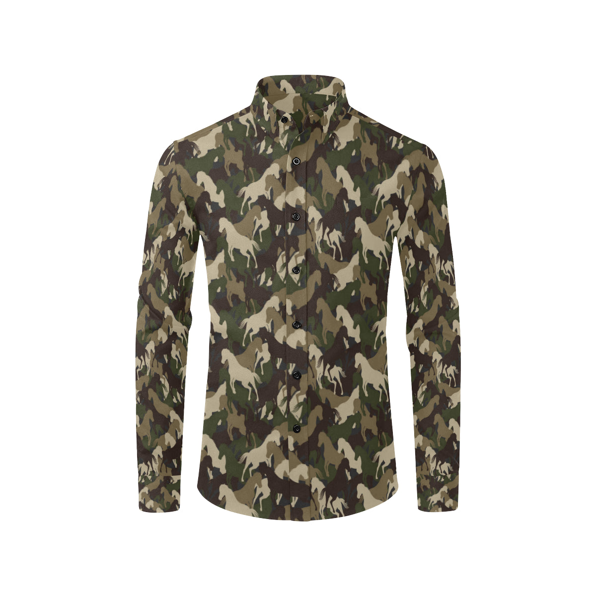 Horse Camo Themed Design Print Men's Long Sleeve Shirt