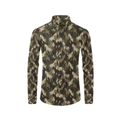 Horse Camo Themed Design Print Men's Long Sleeve Shirt