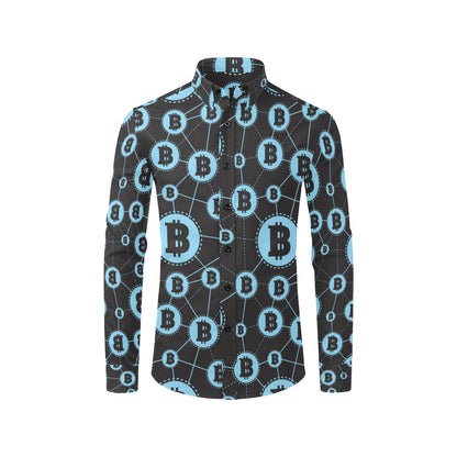 Cryptocurrency Pattern Print Design 02 Men's Long Sleeve Shirt