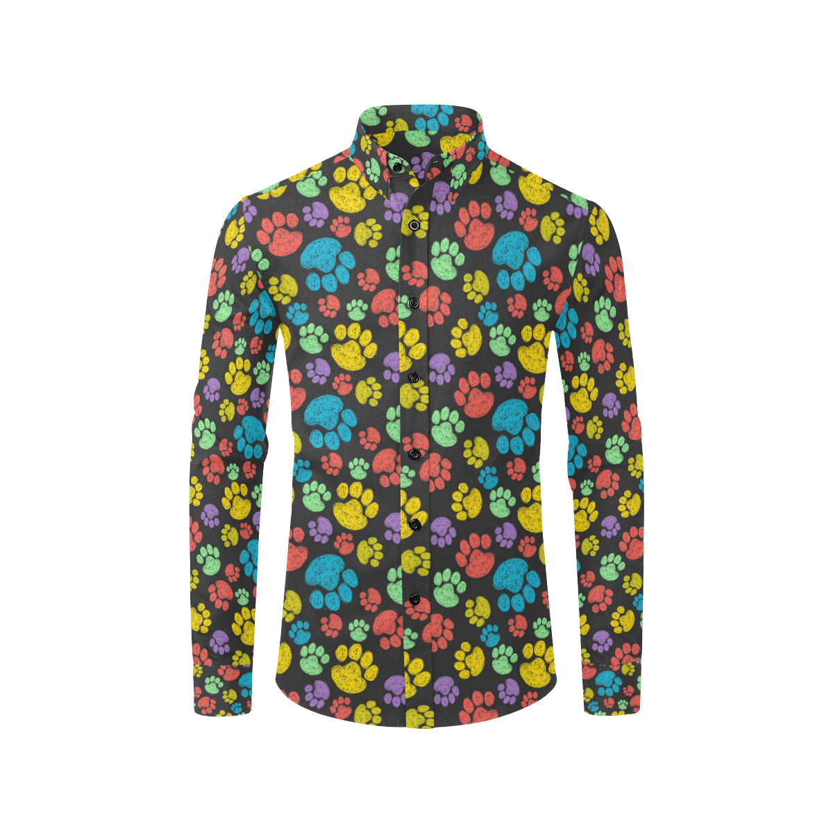 Paw Colorful Print Men's Long Sleeve Shirt